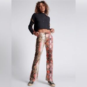 ONE TEASPOON HIGH WAIST SLIM DENIM FLARED DENIM JEANS IN SERPENT